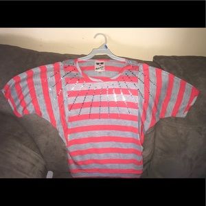 Girls sequined striped top